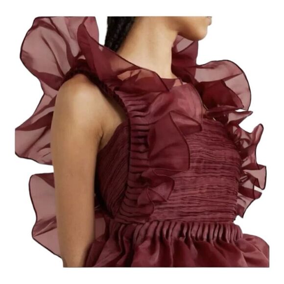 Aje Deep Red Ruffled Prom Dress - Picture 3 of 13